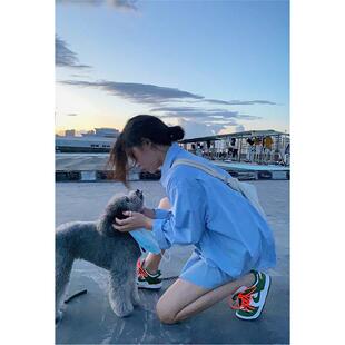新款浅蓝色衬衫女春夏季新款慵懒风宽松大版中长版oversize显瘦衬