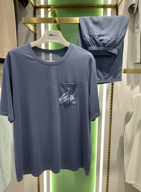 新一系XK52683新1系男士短袖短裤冰丝爽滑圆领休闲睡衣外穿家居服