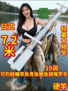 降过头了二手7.2米草鱼鲢鳙巨物手竿19调高碳素鱼竿水库湖江钓竿
