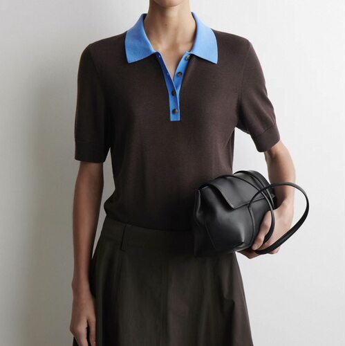 C家女装专柜品质2026春夏新款气质简约POLO领撞色短袖针织上衣