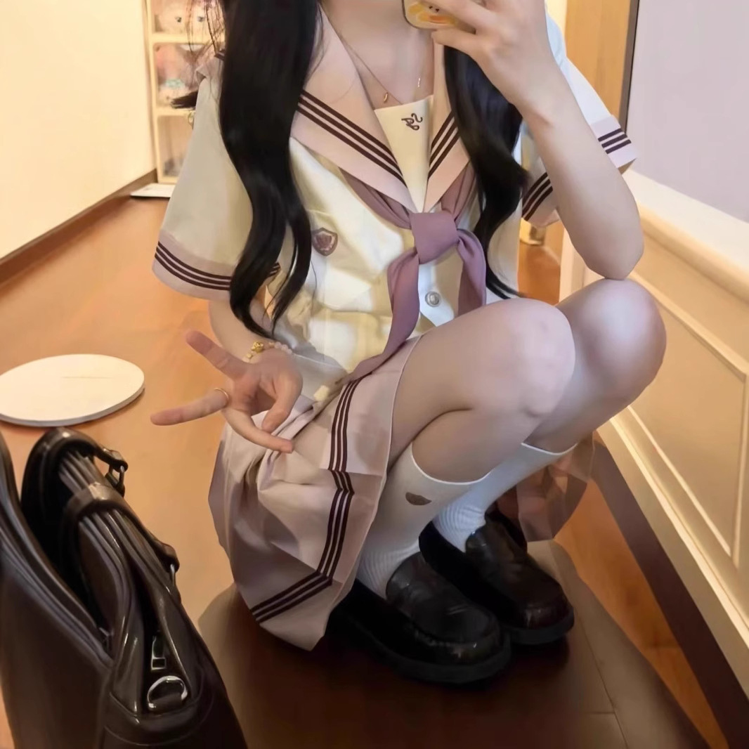 夏日感软萌收腰水手服套装粉色jk