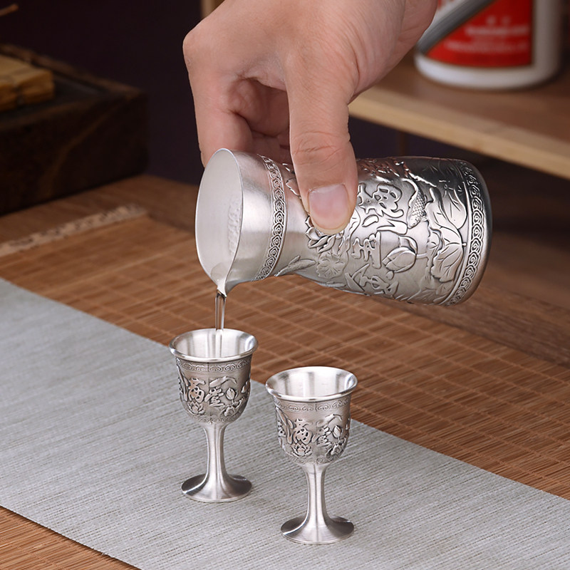 银酒具纯银999分酒器金玉满堂烫酒壶银酒杯礼盒商务送礼送长辈
