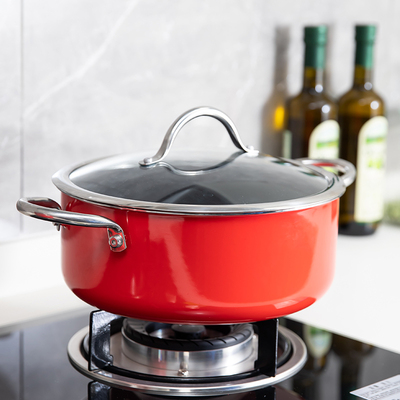 珐琅浅口火锅烧不黑无涂层易清洗