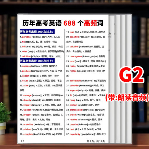 历年高考英语必背688个高频单词汇总表高中背诵资料学习卡片闪卡