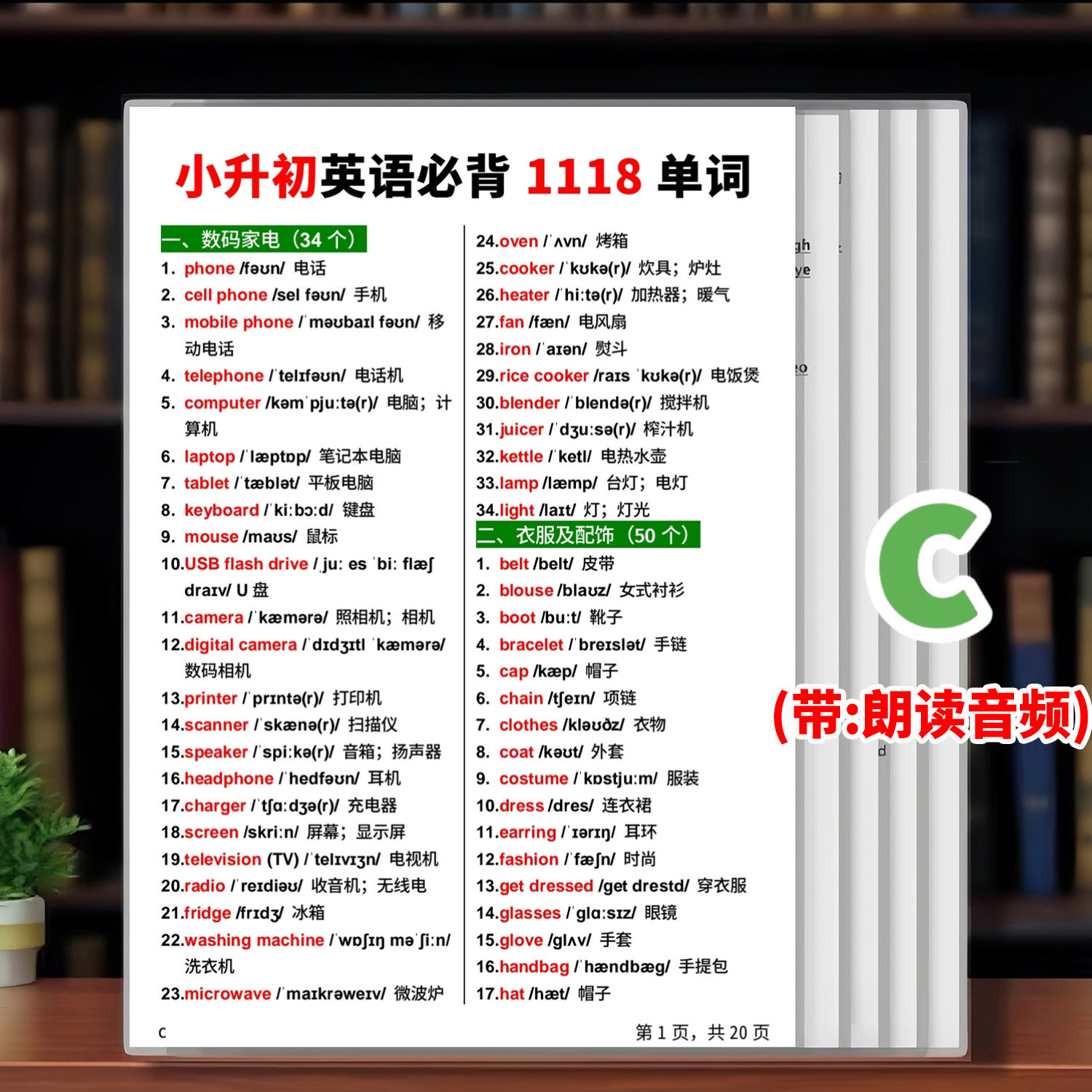 小升初英语必背1118单词分类速记短语语法知识点汇总塑封卡片闪卡
