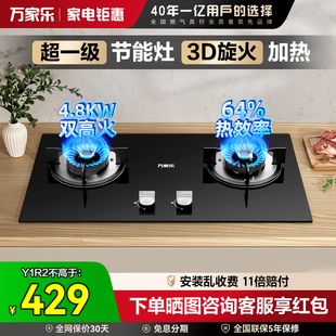 [政府补贴]万家乐Y1R2燃气灶厨房家用灶具天然气煤气炉灶双灶猛火