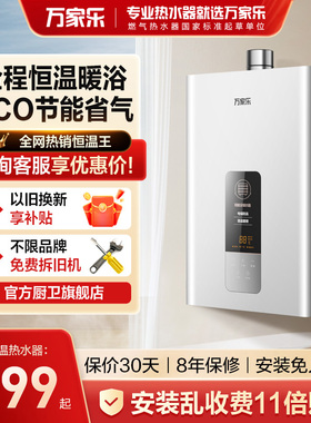 万家乐恒温王燃气热水器天然气液化气家用洗澡13L铜水箱16升DP1