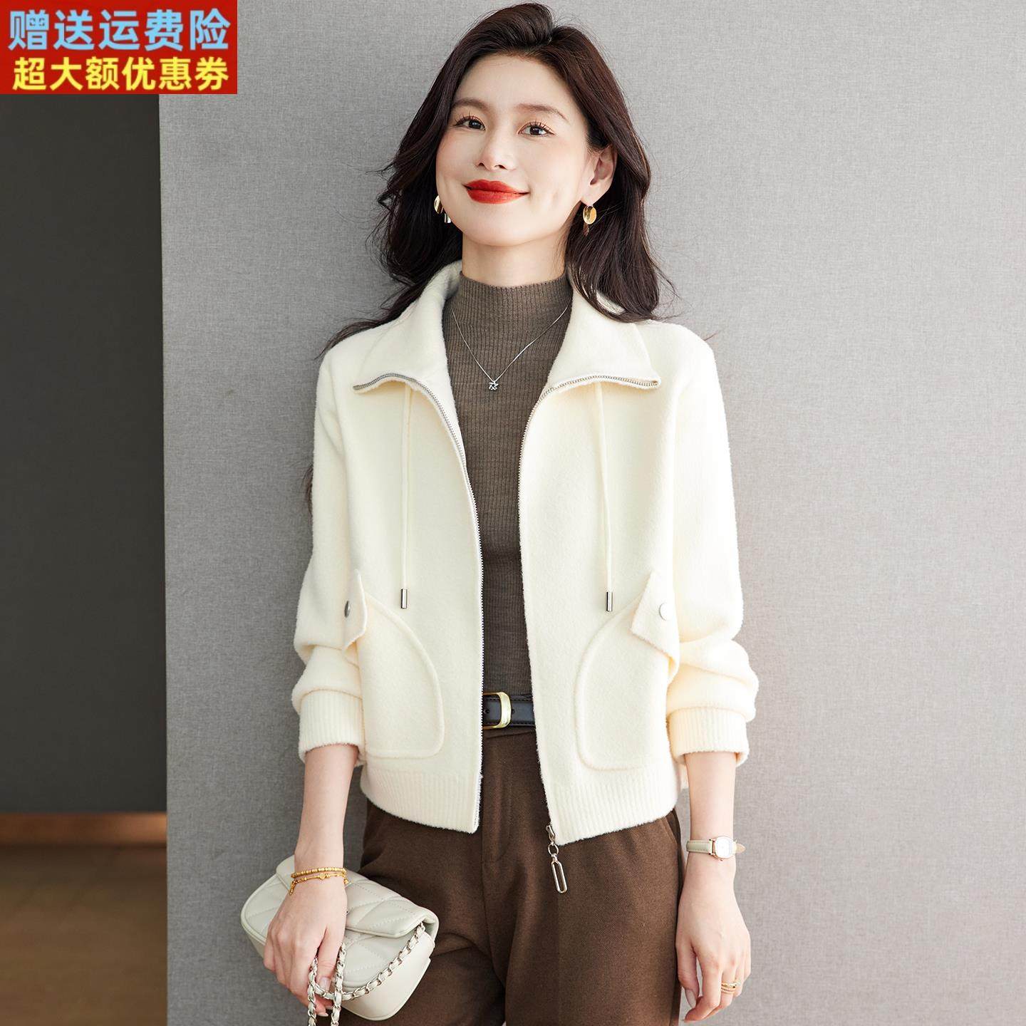 小香风时尚休闲毛呢外套女2025秋冬新款小个子宽松棒球服加厚开衫