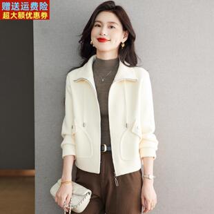 小香风时尚休闲毛呢外套女2025秋冬新款小个子宽松棒球服加厚开衫