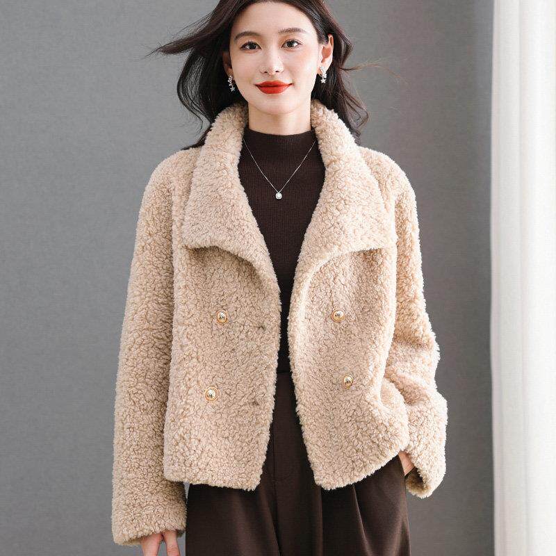 羊羔毛外套女2025新款加厚短款颗粒绒宽松保暖皮毛一体皮草上衣女