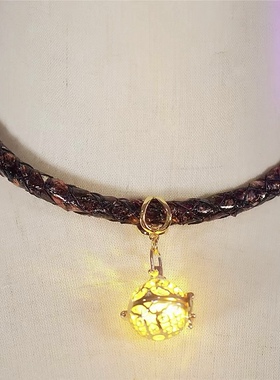 独家纯手工编织特效蛇皮小灯泡项圈狗狗宠物SM道具萨德私人订制