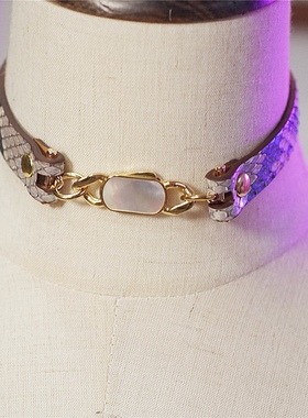 诊疗师手工定制 白贝母可刻字真皮choker高级项圈女情侣SM男小众