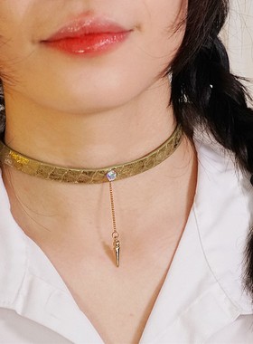 诊疗师手工定制 流年金华真皮choker轻奢小众项圈女情侣颈环高级