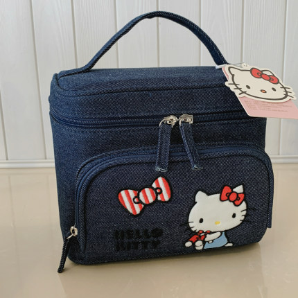 HelloKitty正版授权牛仔重工刺绣化妆包可爱大容量手提收纳化妆箱