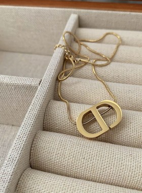 欧美猪鼻子字母小众钛钢项链女感时尚气质百搭短款锁骨毛衣链