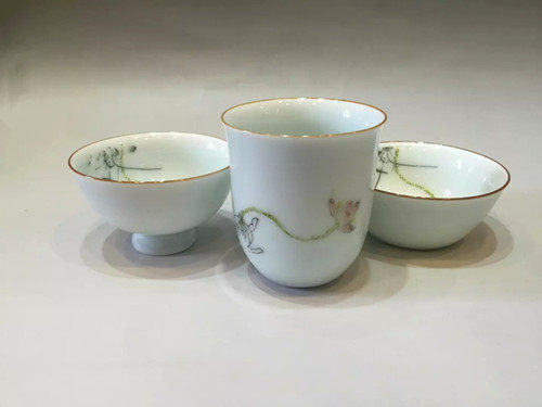 景德镇全手工青瓷斗笠盏功夫茶杯