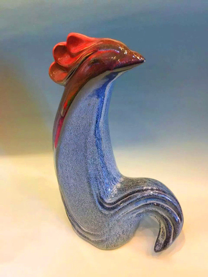 景德镇陶瓷雕塑大师刘远长窑变生肖鸡作品摆件现代家居装饰工艺品