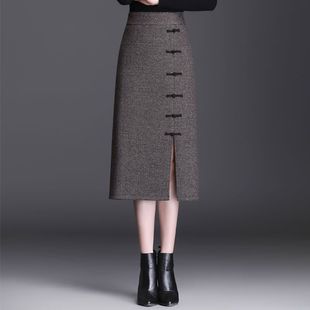 2026秋装新款大码女装A字裙冬装半身裙女秋毛呢中长裙裙子包臀裙