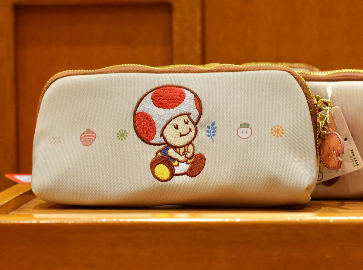 现货日系卡通可爱马里奥蘑菇大容量刺绣笔袋学生文具收纳袋铅笔盒