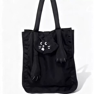 现货卡通可爱猫咪单肩包通勤百搭收纳包 ne-net 惊讶猫学生购物袋