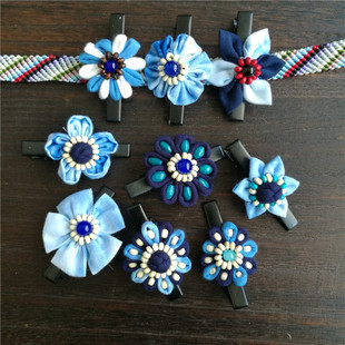 扎染发夹女发饰夹子民族风云南大理白族手工蓝染可爱儿童发卡头饰