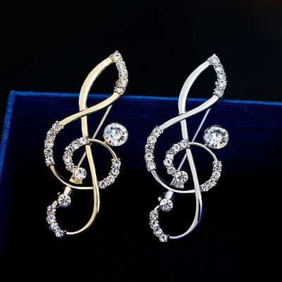 水钻音符胸针高档女精致小众设计感简约奢华气质胸花衣服西装别针