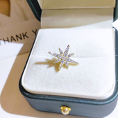 小雪花胸针女设计感小众别针百搭迷你八芒星胸花领口防走光扣领针