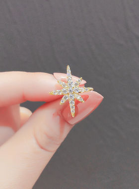 八芒星防走光扣领口小领针雪花胸针女袖扣别针百搭胸花高档配饰品