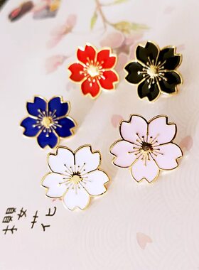 日系唯美风滴油花朵徽章别针
