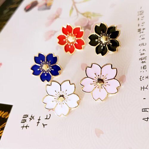 日系唯美风滴油花朵徽章别针
