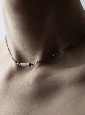 波兰暗黑品牌Macabre Gadgets 银色大理石纹项链简约气质锁骨链