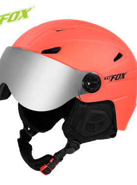 Batfox滑雪头盔装备护具专业单双板男女保暖保护防撞大号带镜橙色