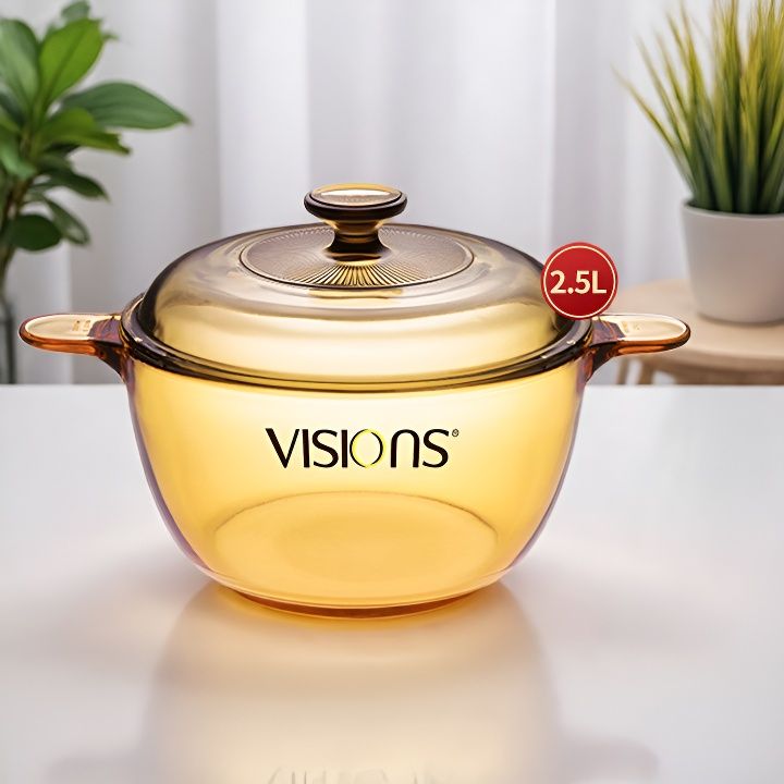 康宁锅VISIONS晶彩透明锅2.5L玻璃锅家用耐高温明火直烧汤锅