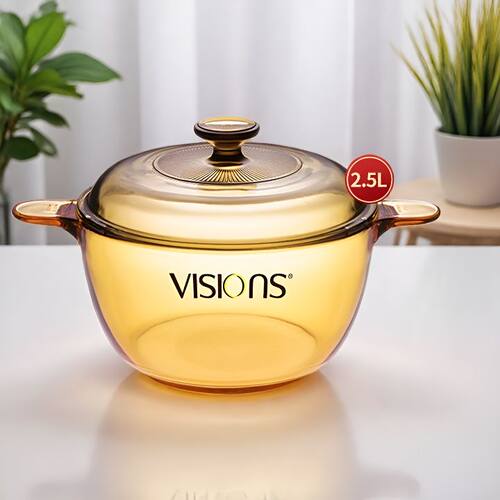 康宁锅VISIONS晶彩透明锅2.5L玻璃锅家用耐高温明火直烧汤锅