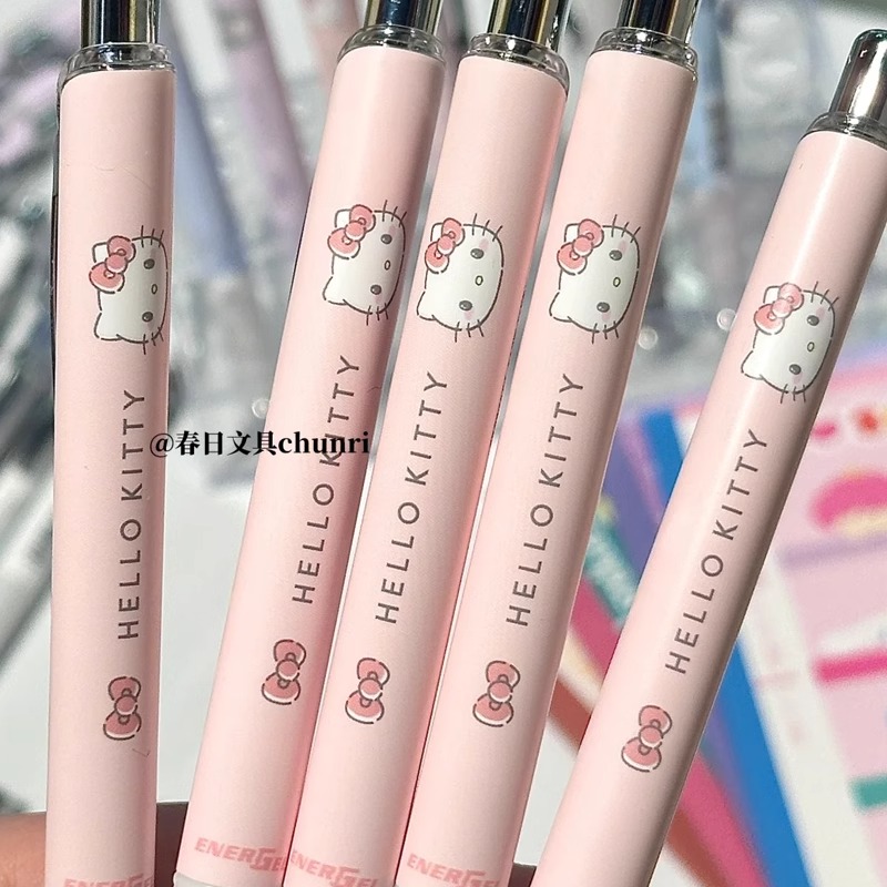 新品Pentel派通三丽鸥草莓水彩联名限定黑色速干中性笔凯蒂猫限量