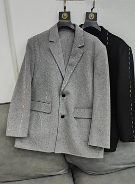 秋冬新款男士时尚经典平驳领设计短款双面呢外套男26114