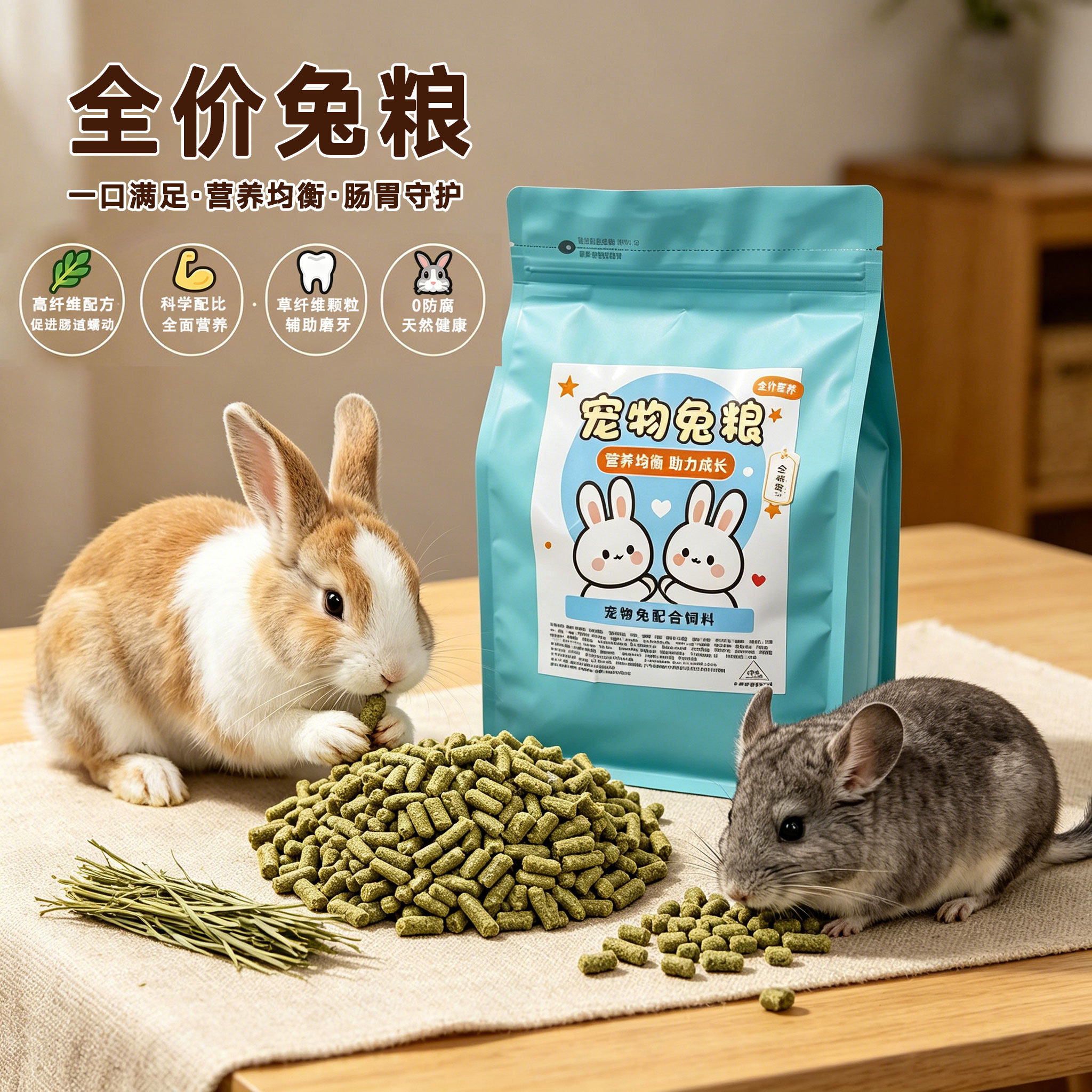 兔用全价颗粒饲料幼兔开口育肥图片