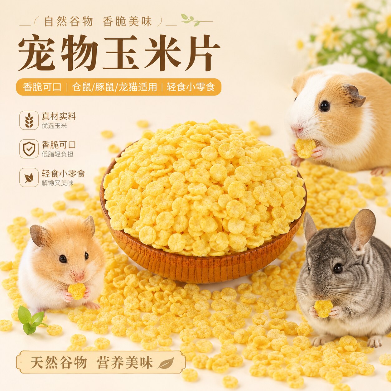 天然玉米片仓鼠金丝熊兔子龙猫磨牙营养零食小宠宠物用品无添加