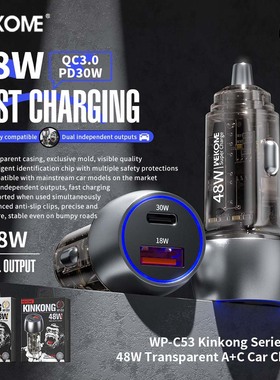 wekome 12伏小车24V大货车通用usba+c双口车载充电器车用充电插头