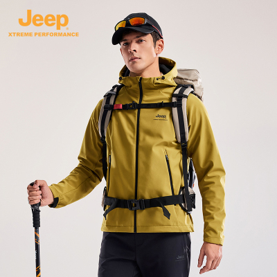 JeepXtreme Performance连帽软壳衣男外套防风轻薄冲锋衣登山夹克