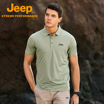 Jeep Xtreme Performance户外高端男士短袖POLO衫花田系功能短袖