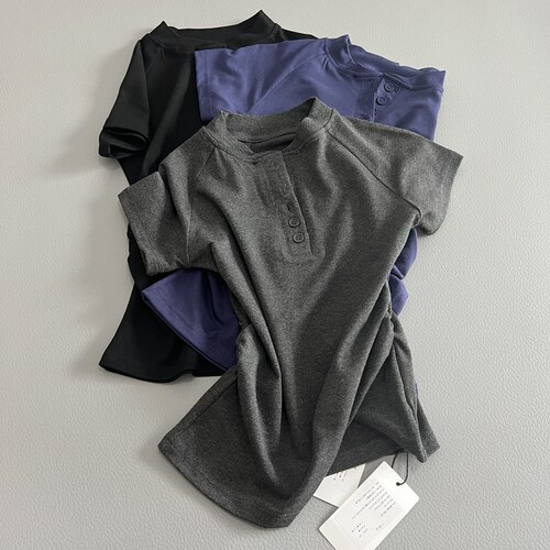 短袖休闲风女士抽皱插肩袖