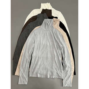 山羊绒细腻好穿秋冬打底衫半高领长袖纯色百搭t恤新款女正肩上衣