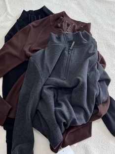 卫衣式 包邮 A08双面澳绒半拉链打底衫 女休闲 秋冬 细腻手感保暖长袖