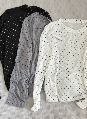 波点防晒长袖T恤薄款春夏季新款女圆领套头休闲上衣清新百搭小众