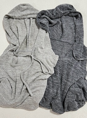 如若无物的软糯！5033连帽长袖针织衫薄款透气女套头上衣百搭包邮