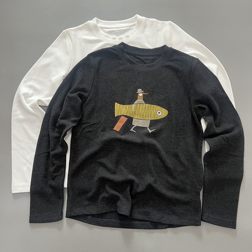 温柔细腻卡通印花长袖新款T恤女圆领鸟人与鱼白色上衣洋气打底衫,女装/女士精品,T恤,淘宝优惠券,粉丝福利购,淘宝优惠卷