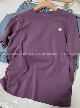 自留品质T恤！A165鸭舌帽刺绣短袖夏季女磨毛休闲棉质圆领tee包邮
