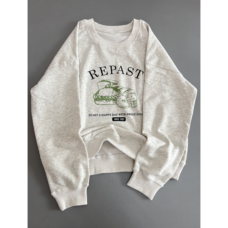 毛圈棉圆领宽松休闲长袖卫衣女