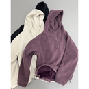 炒鸡保暖超好穿加厚加绒卫衣铆钉扣连帽宽松长袖 休闲上衣女士 绒衫